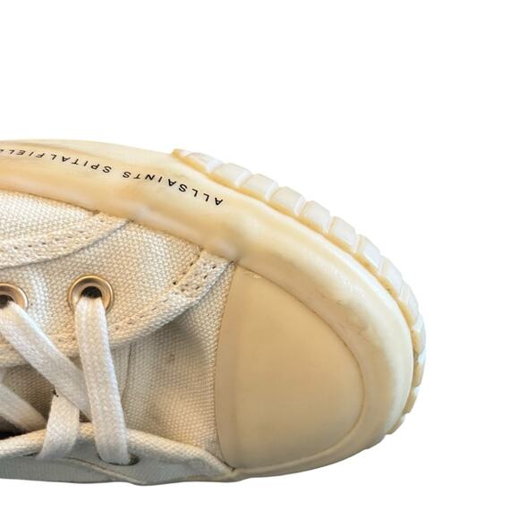 AllSaints Ghost Dana High Top Sneaker Canvas Lace Up Shoes White Cream Size 7 - Picture 15 of 16